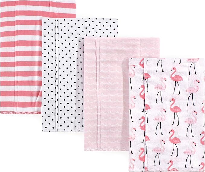 Hudson Baby Cotton Poly Flannel Burp Cloths Multipack, Flamingos 8-Pack, One Size