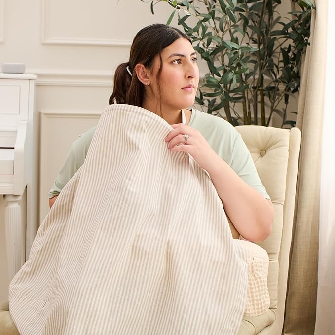 My Brest Friend Linen Blend Nursing Cover for Breastfeeding Privacy, Breathable Breastfeeding Cover up with Rigid Arch at Neckline for Women, Nursing Apron with Adjustable Neck Strap