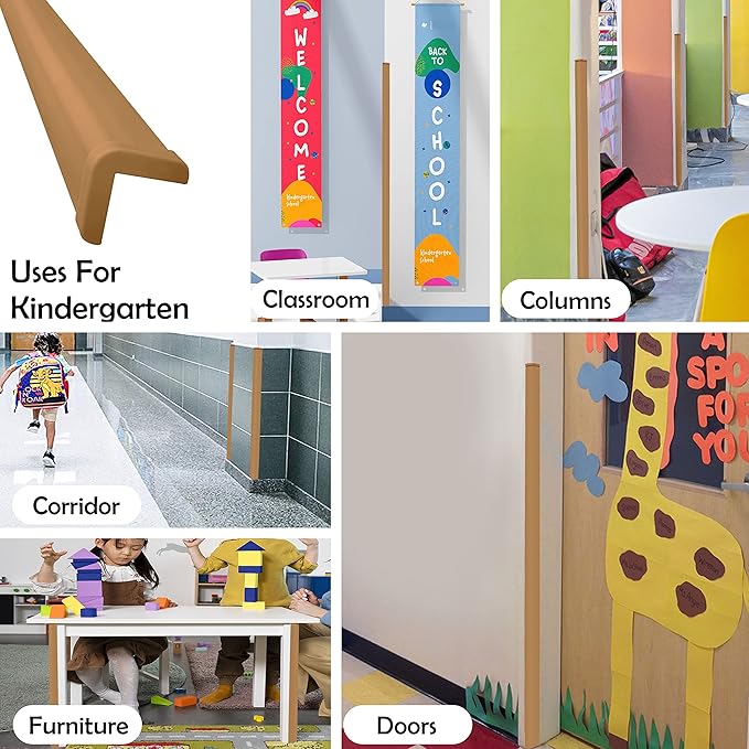 Rubber Bond Wall Corner Guard Edge Protector, 1x1x36 inch Baby Proofing Corner Guards | Self-Adhesive Furniture Edge Strips for Home & Office (15 Pack, Brown)