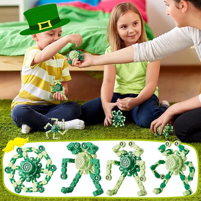 St. Patrick's Day Decorations Transformable Fidget Spinners for Kids and Adults Stress Relief Sensory Toys for Boys and Girls Fingertip Gyros for Party Favors Birthday Gifts for Kids