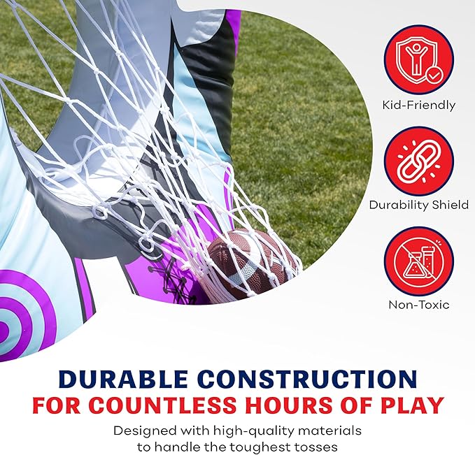 Inflatable Football Target – Double-Sided Toss Training Game with Mini Footballs – Super Bowl Party Game for Kids and Adults – Indoor & Outdoor Backyard Fun – 65 Inch