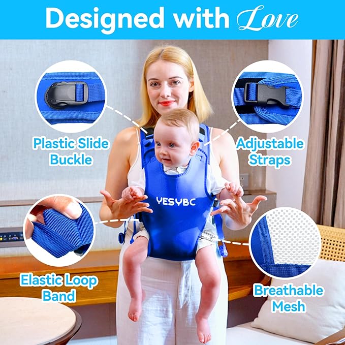Baby Carrier, Dual-Use Adjustable Baby Sling Support Infant Chest Holder with Drawstring Backpack for Newborn to Toddler 13-33 lbs Swimming Pool Beach Land (Dark Blue)