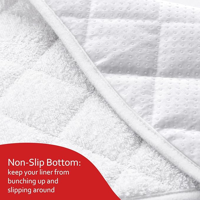 Moonsea Quilted Thicker Changing Pad Liner 3 Pack Waterproof, Fit for Changing Table Liners are Warm On a Baby's Back Non-Slip Design Reusable Pads Machine Washable, White