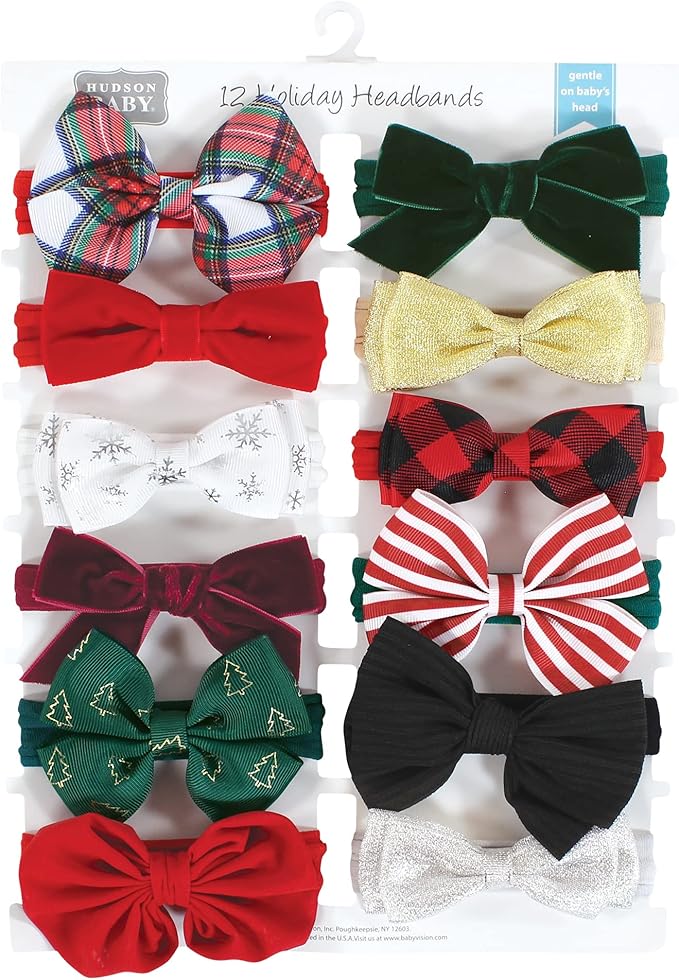 Hudson Baby Cotton and Synthetic Headbands, Size 0-24 Months