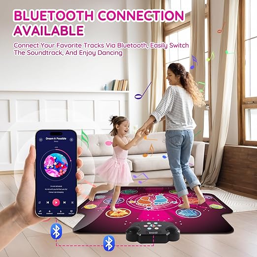 Electronic Dance mat for kids,Upgraded Light-up 6-Button Dancing Pad,Wireless Bluetooth toys,Birthday Christmax Musical Gifts for boys girls,Built-in Music Playmat,Ages 3 4 5 7 8 9 10 11 12+ Year Old