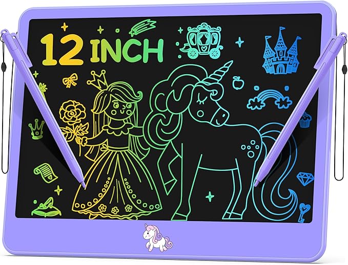 Hockvill LCD Writing Tablet for Kids 12 Inch, Kids Learning Toys Drawing Pad for Girls Boys, Unicorn Doodle Board for Toddlers 3 4 5 6 7 8 Year Old Travel Essentials Valentines Gifts for Kids