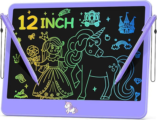 Hockvill LCD Writing Tablet for Kids 12 Inch, Kids Learning Toys Drawing Pad for Girls Boys, Unicorn Doodle Board for Toddlers 3 4 5 6 7 8 Year Old Travel Essentials Valentines Gifts for Kids