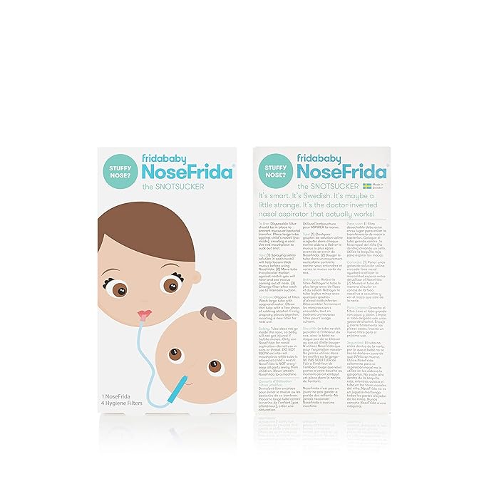 Frida Baby Cold and Flu Relief Set, Congestion Relief Kit, Includes the NoseFrida Nasal Aspirator, Hygiene Filter, Saline Nasal Spray, Baby Vapor Rub & Vapor Nose & Chest Wipes
