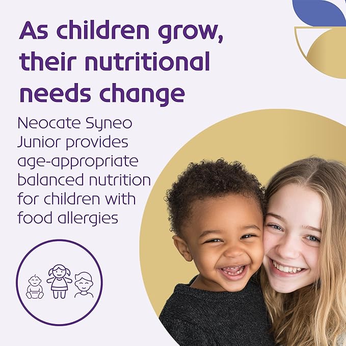 Nutricia Neocate Syneo Junior - Hypoallergenic, Dairy-free, Amino Acid-Based Formula for 1+ Years - For Toddlers, Kids & Teens - Powdered Formula- Syneo Junior - 14.1 oz can (Case of 4)