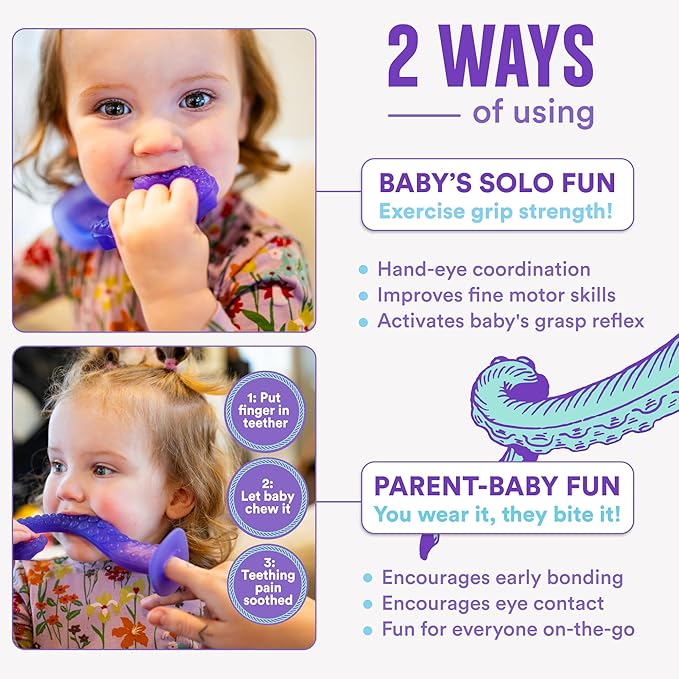 Baby Teething Toy, USA Made Infant Teether Toy, Medical Grade Silicone Baby Teether, Teething Relief for Babies 0-6 Months 6-12 Months 12-24 Months, Soothes Teething Pain