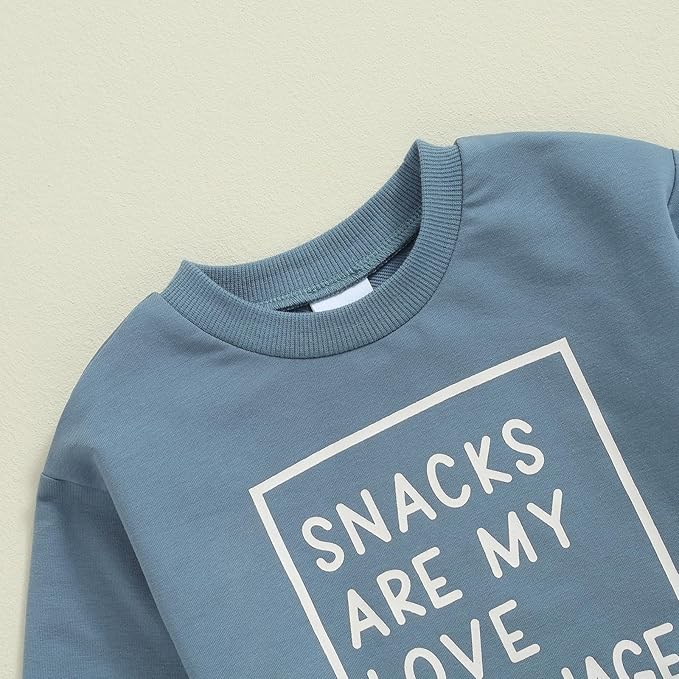 Baby Boy Fall Clothes Set Long Sleeve Letter Print Sweatshirt Pants Toddler Infant Outfits 6 12 18 24 Months 2T