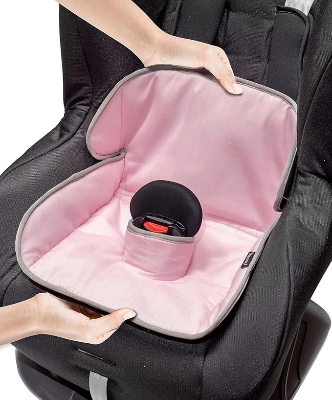 Lynmark® Potty Training Car Seat Protector Cover - Waterproof Soft Piddle Pads for Toddlers and Baby Carseat - Travel-Friendly Universal Washable Liner Mat for Spills, Nappy Leaks, Accidents - Pink