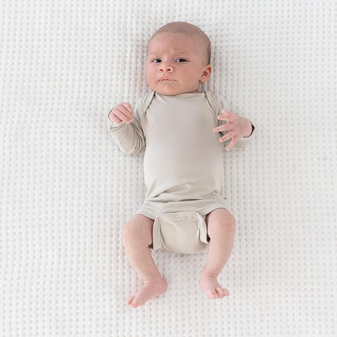 KYTE BABY Soft Bamboo from Rayon Long Sleeve Unisex Bodysuit, 0-24 Months