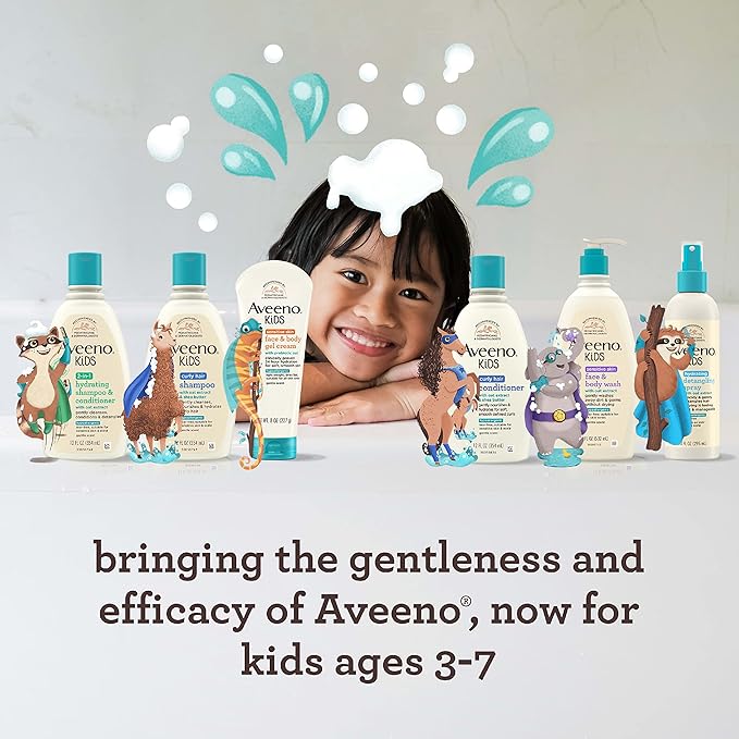 Aveeno Kids Sensitive Skin Face and Body Wash with Oat Extract, Gently Washes Away Dirt and Germs Without Drying, Tear-Free, Hypoallergenic Kids Body Wash, 18 fl. oz, 2 Pack