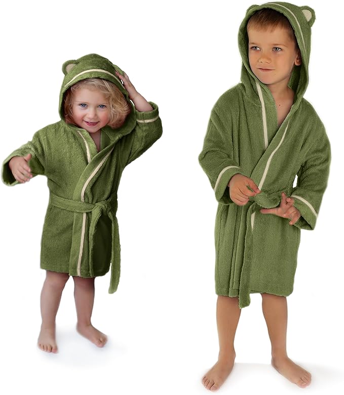 Premium Soft Toddler Bathrobe - Rayon from Bamboo Toddler Robe with Hood - Kids Boys & Girls Robe