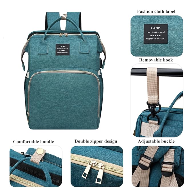 Baby Diaper Bags with Changing Station,Waterproof Diaper Bag Backpack for Moms Dads with USB Charging Port,Large Capacity Multifunctional Baby Essentials(Green)
