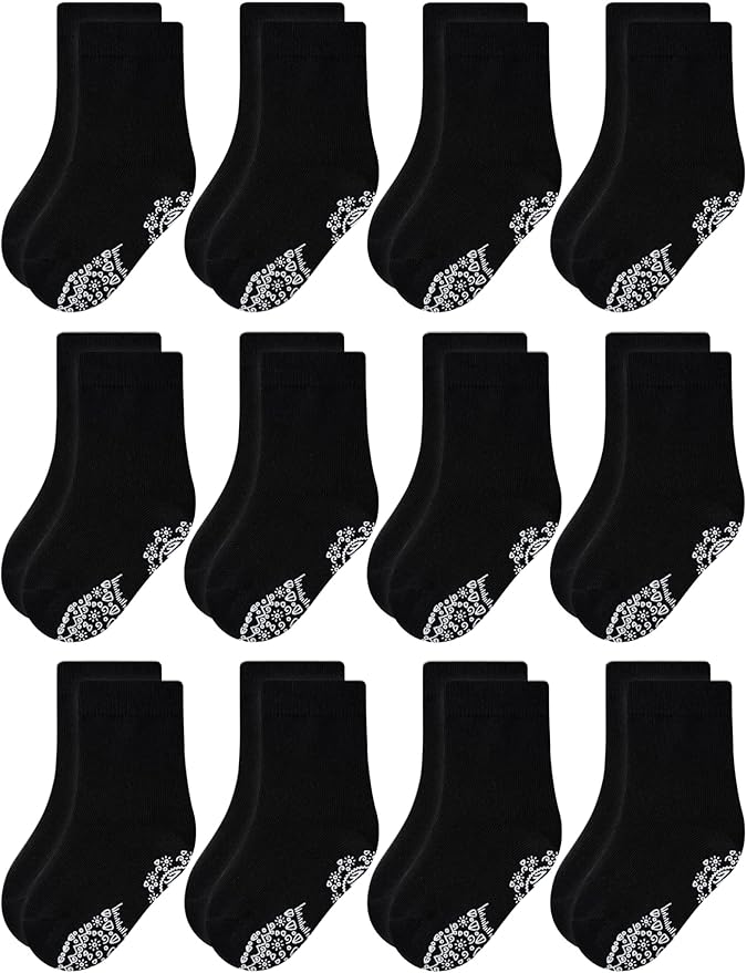 RATIVE Non Skid Anti Slip Crew Socks With Grips for Baby Infant Toddlers Kids Boys
