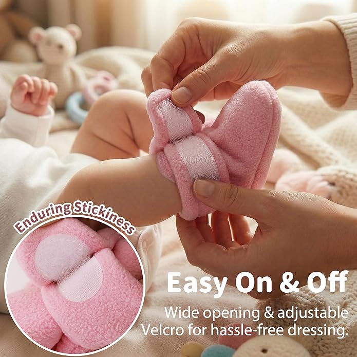 Baby Fleece Booties Newborn Unisex Booties Non-Slip Newborn Infant First Walkers Warm Shoes House Slippers for Baby Boys & Baby Girls Toddlers