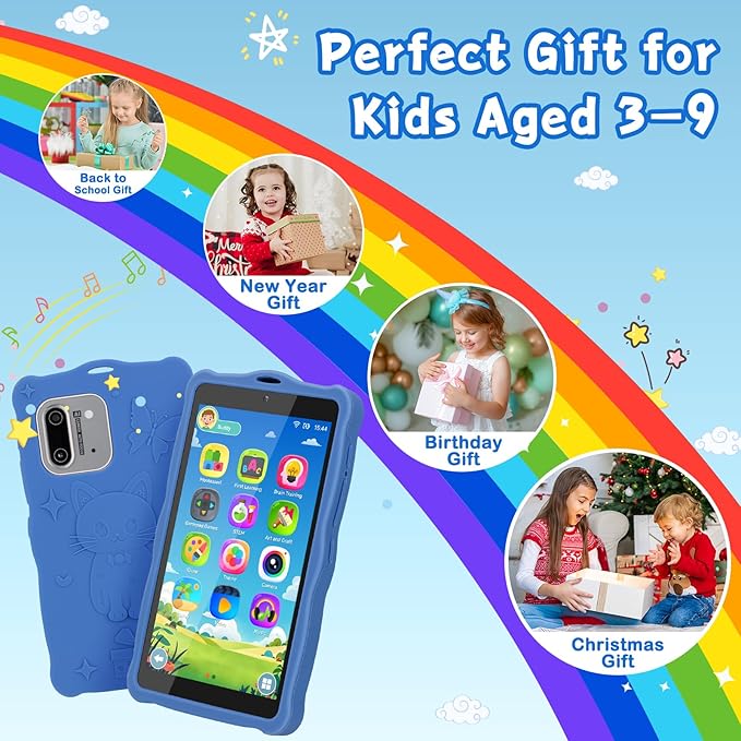 5.50" Touchscreen Kids Toys Smart Phone, Kids Phone with Games & Dual Camera, Toddler Toys Phone, Boys and Girls Learning Toy Phone for 3-9 Years Old (Blue)