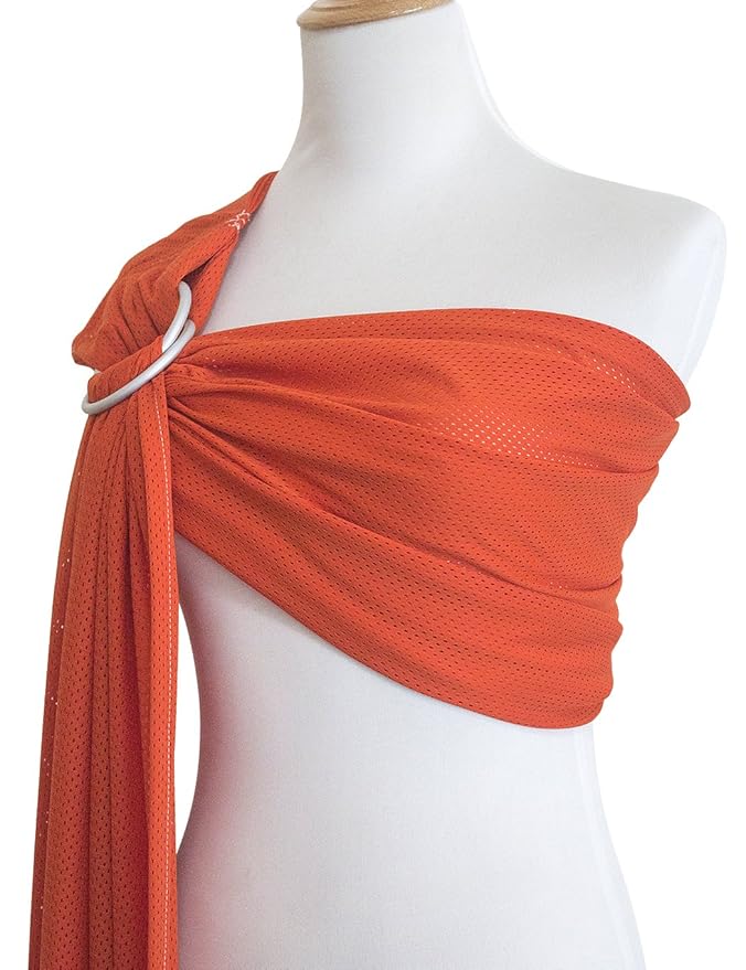 Baby Water Ring Sling Carrier | Lightweight Breathable Mesh Baby Wrap for Infant, Newborn, Kids and Toddlers | Perfect for Summer, Swimming, Pool, Beach | Great for Dad Too Orange