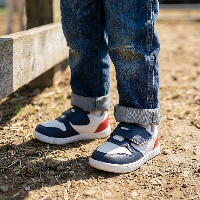 Toddler Wide Toe Box Barefoot Shoes Boys Girls Sneakers Zero Drop Kid Tennis Running Shoes Lightweight Non-Slip Comfortable Leather First Walking Shoe Outdoor Activities School