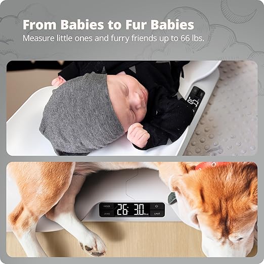 Greater Goods Baby Scale for Weighing Newborns – Digital Infant Scale with Tray, Hold Function for Baby Movement, Accurate Baby Scale for Home Use, 66 lb Capacity