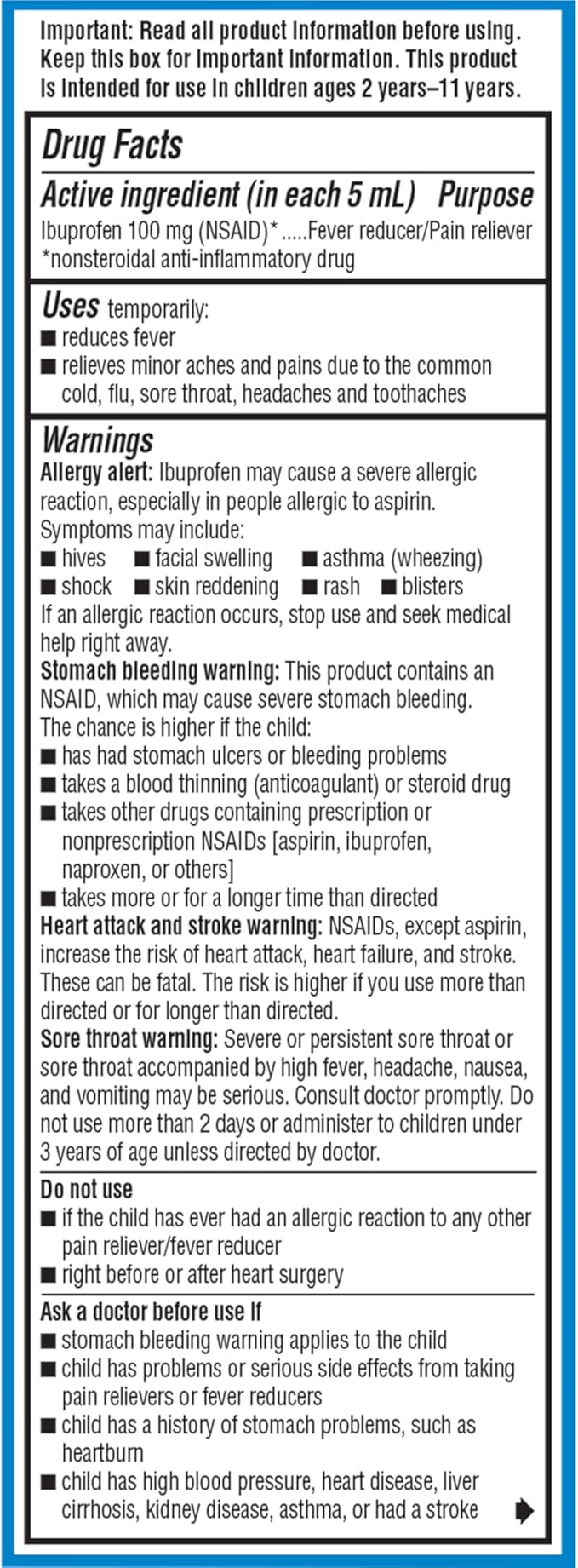Advil Children's Pain Reliever and Fever Reducer, Dye Free Children's Ibuprofen for Pain Relief, Liquid Ibuprofen for Children, White Grape - 4 Fl Oz (Pack of 3)