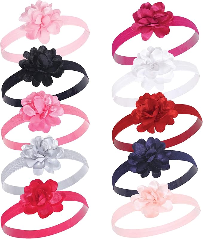 Hudson Baby Cotton and Synthetic Headbands, Size 0-24 Months