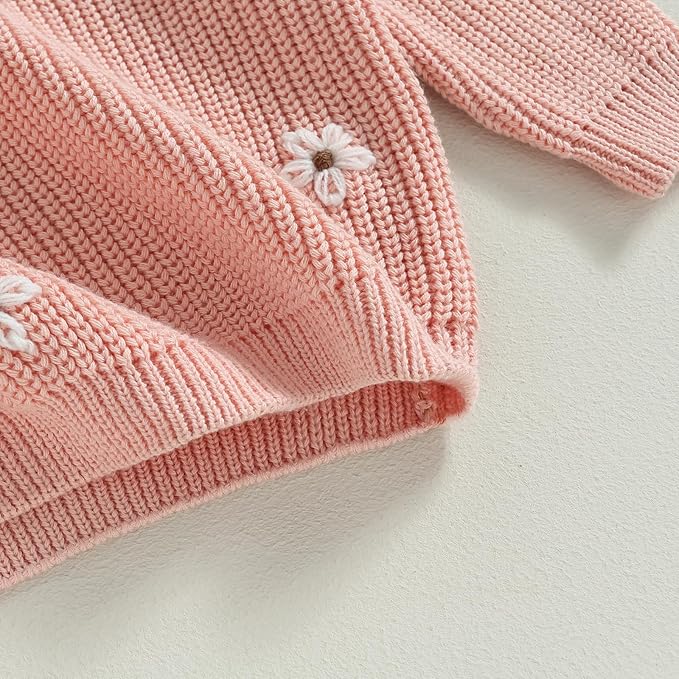 Mubineo Baby Girl Winter Clothes Cute Flower Sweater Crewneck Pullover Long Sleeve Knit Newborn Infant Sweaters