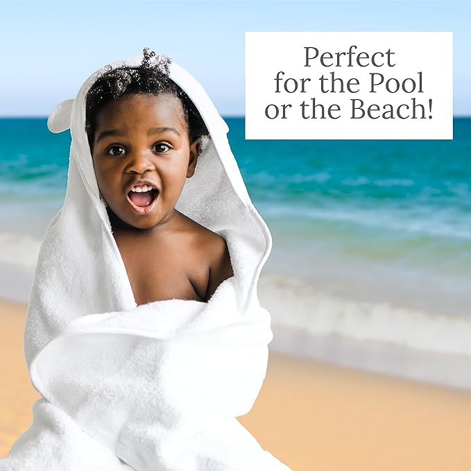 Natemia Hooded Baby Bath Towel - 100% Organic Cotton Baby Towels for Newborns, Toddlers, Boys, Girls - Soft Absorbent 450 GSM - Gentle on Sensitive Skin - Baby Shower Registry Gift (Blue, 35" x 35")
