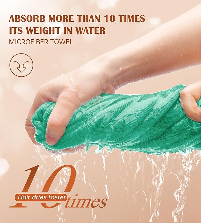 POPCHOSE Microfiber Hair Towel Wrap, Stocking Stuffers for Women, 3 Packs Fast Drying Hair Turbans, Super Absorbent Hair Towel for Women, Anti Frizz Hair Wrap Towels Wet, Curly, Longer, Thicker Hair