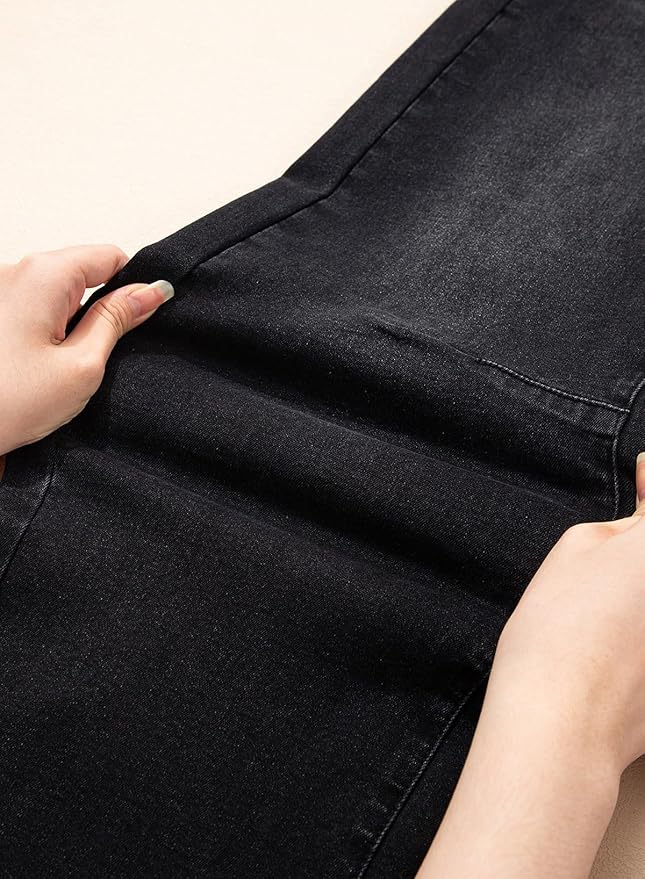 BLENCOT Women's Maternity Jeans Elastic Hight Waist Stretch Barrel Jeans Wide Leg Side Panel Pregnancy Denim Pants