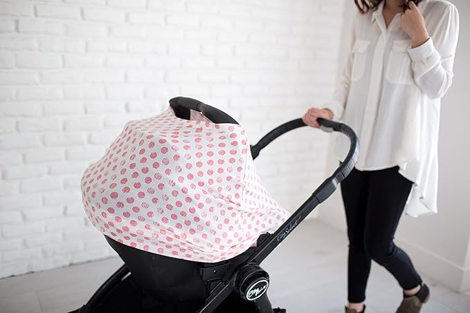 Baby Car Seat Cover Canopy and Nursing Cover Multi-Use Stretchy 5 in 1 Gift Claire by Copper Pearl