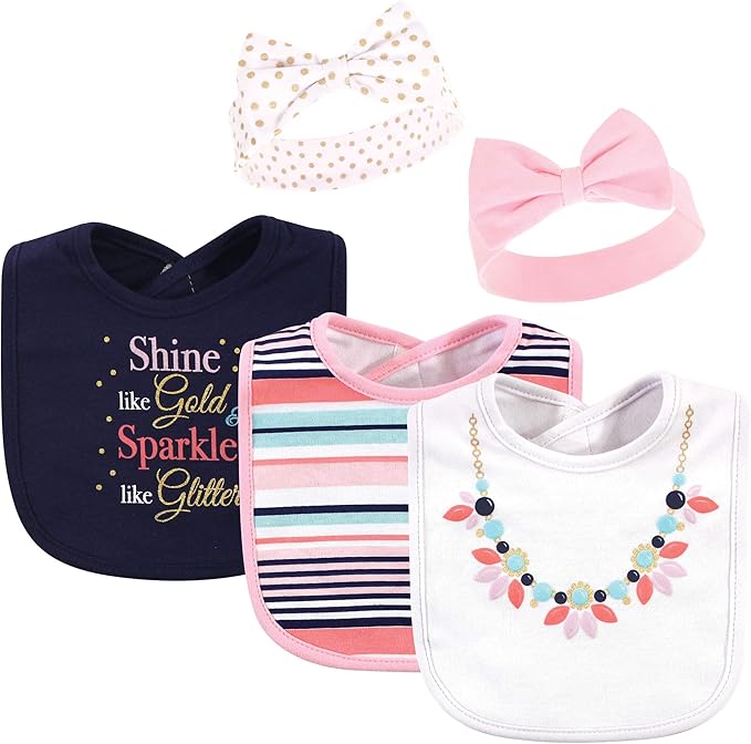 Little Treasure baby-girls Bib and Headband Set