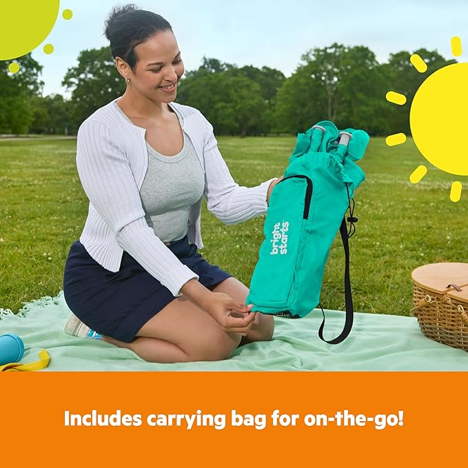 Bright Starts Pop 'N Sit Portable Booster, Indoor/Outdoor Use, Floor Seat with Feeding Tray, Teal, 6 Mos - 3 Yrs (Pack of 2)
