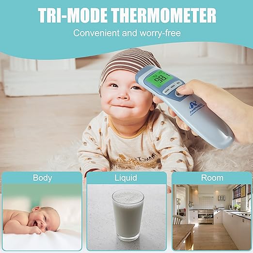 Amplim Hospital Medical Grade Non-Contact No-Touch Forehead Thermometer for Baby and Adults, Touchless Temporal Fever Thermometer, Accurate and Fast Digital Thermometer