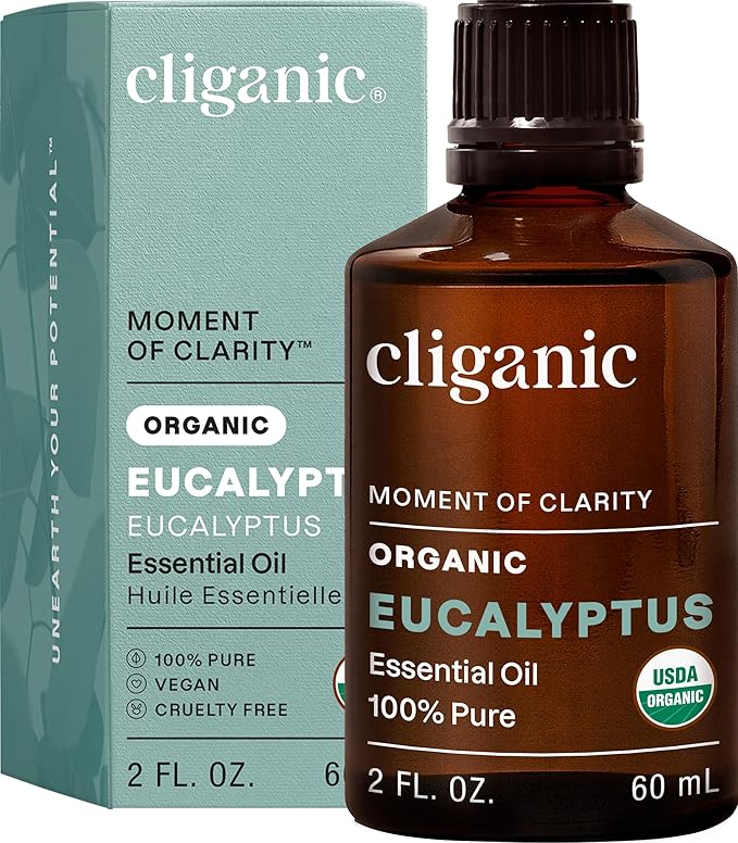 Cliganic Organic Eucalyptus Essential Oil - 100% Pure Natural for Aromatherapy Diffuser | Non-GMO Verified (Packaging May Vary)