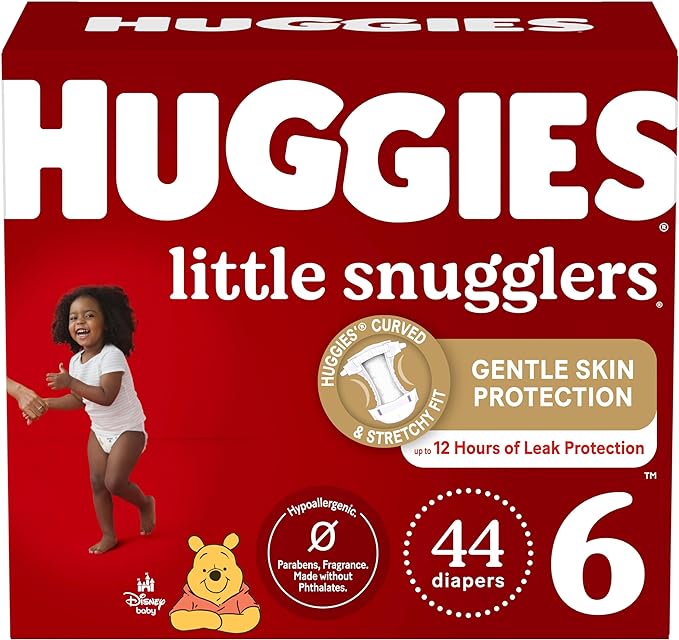 Huggies Size 6 Diapers, Little Snugglers Baby Diapers Size 6 (35+ lbs), 44ct