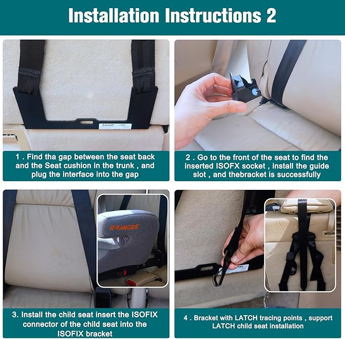Universal Child Seat Anchor Kit Safe Cars Seat Mount Bracket Universal ISOFIX Latch Interface Bracket Steel Latch for Most Cars, SUVs, MPVs, Increased Steel Strength, 330*73*115mm