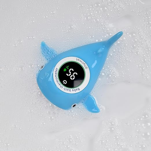 Mini LED Baby Bathtub Thermometer, Floating Whale Toy - Baby Bath Safety Alarm, Three-Color Temperature Display, Waterproof Temperature Detector, Floating Toy, Household Cleaning kit