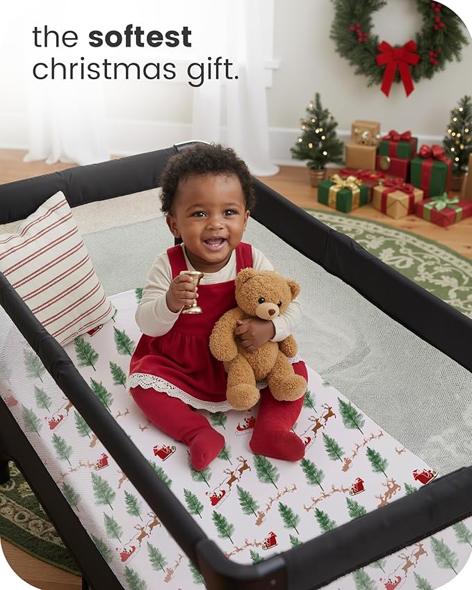 Pack and Play Sheets Fitted 2 Pack, 38x26 Graco Pack n Play Sheets for Playard & Travel Crib Mattress, Ultra Soft Jersey Knit, Breathable Stretchy Deep Pocket, Compatible with Mini Cribs