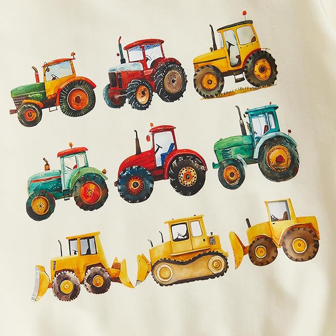 Fernvia Toddler Baby Boy Clothes Set 2T 3T 4T 5T Truck Excavator Print Long Sleeve Sweatshirt Elastic Pants Fall Outfits