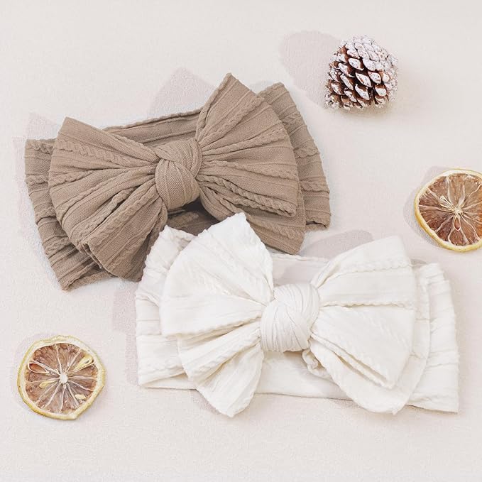 CÉLLOT 6 Pcs Baby Bows Headbands Nylon Hairbands Baby Girl Bows Hair Accessories for Newborn Infant Toddler Essentials (Earth Tone)