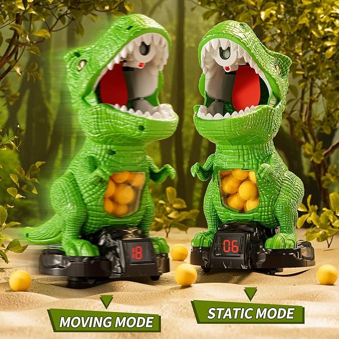 Dinosaur Shooting Boy Toys for Kids Age 3 4 5 6 7 8 - Moveable Shooting Game with Scoreboard, Light and Sound, 12 Foam Balls, Boy Toddler Toys 5-7 6-8 8-10, Competition Game Gifts (Green)