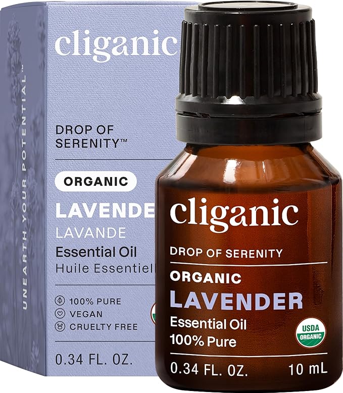 Cliganic Organic Lavender Essential Oil - 100% Pure Natural Undiluted, for Aromatherapy Diffuser | Non-GMO Verified (Packaging May Vary)