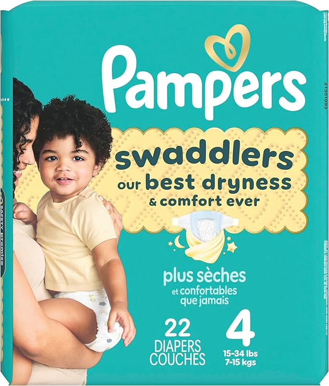 Pampers Swaddlers Diapers, Size 4 (15-34 lbs), 22 Count, Absorbent, Keeps Baby Dry and Comfortable, Skin Safe Disposable Baby Diaper (Packaging May Vary)