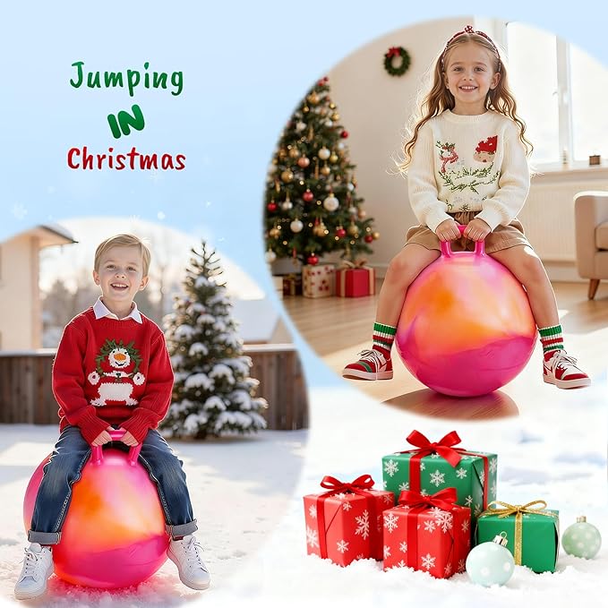 ZOOJOY OOJOY Clouds Hopper Ball, Hopping Toys for Kids, 22 Inch Bouncy Ball with Handle for Boys Girls Aged 10+, Inflatable Clouds Bounce Hopper Toy with Pump