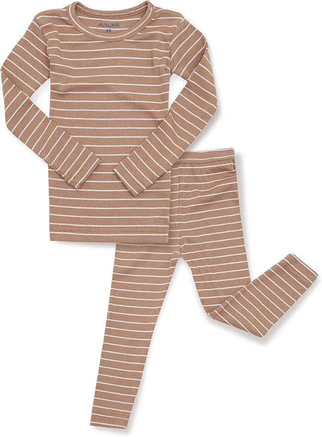 AVAUMA Stripe Pattern Baby Boys Girls Pajama Set Kids Toddler Snug fit Ribbed Sleepwear pjs for Daily Life Style
