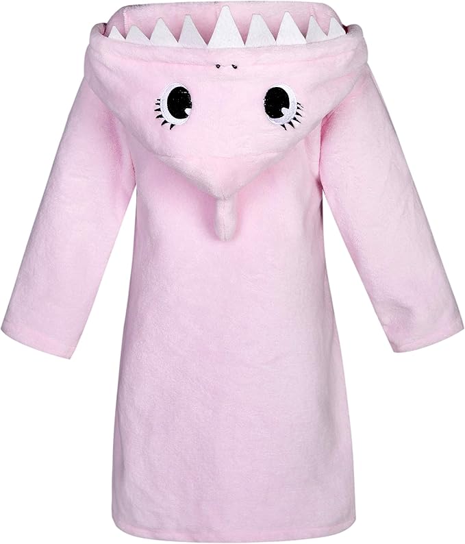 Kids Boys Girls Shark Soft Hooded Bathrobe Toddler Robe with Animal Hood