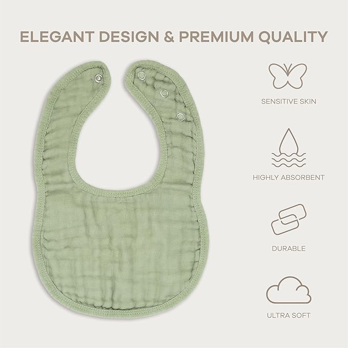 Comfy Cubs Muslin Bibs for Babies, Pack of 16 - Soft and Highly Absorbent, Feeding, Drool and Teething Bib, Adjustable Snaps - Stylish & Colorful Unisex Designs, Giftable Set - Multicolor